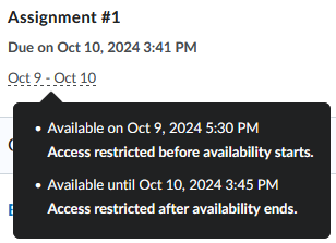 Learner view of closed assignment drop box.